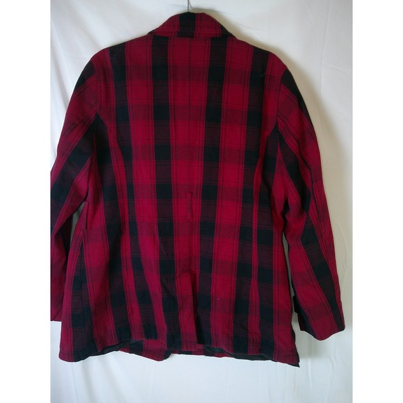 Cato Womens Plaid‎ Double Breasted Button Up Coat Jacket Red Black Size L - Picture 2 of 3